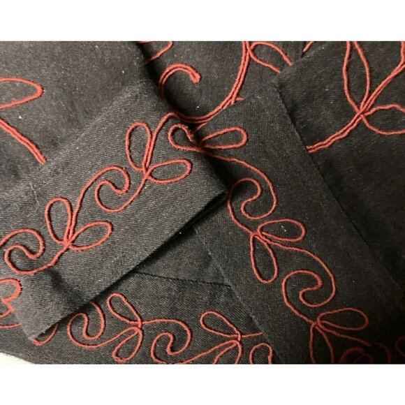 Yak Magik 100% Cotton Jacket Charcoal Black Red All Over Embroidery Sz M - Picture 6 of 12